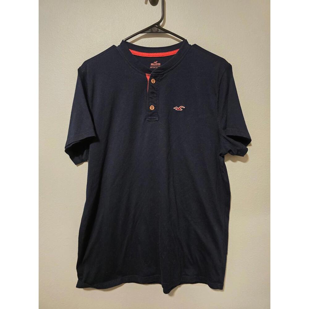 Hollister Mens Short Sleeve Navy Henley (XL)